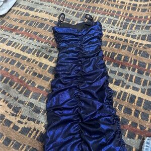 Katie J NYC Shimmering Blue Formal Dress